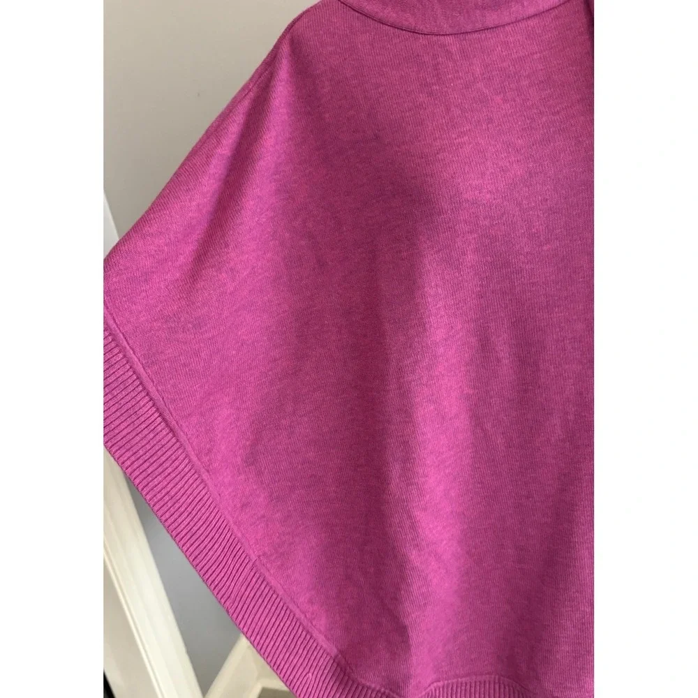 Talbots Tie Neck Soft Knit Poncho Cape Pink Purple Top Layer Sash Lightweight Lg - Picture 4 of 12